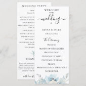 パステル ダスティーブルー 水彩 花 結婚式 プログラム (正面/裏面)