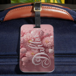 パステル ダリアの花の芸術 ハート付き ラゲッジタグ