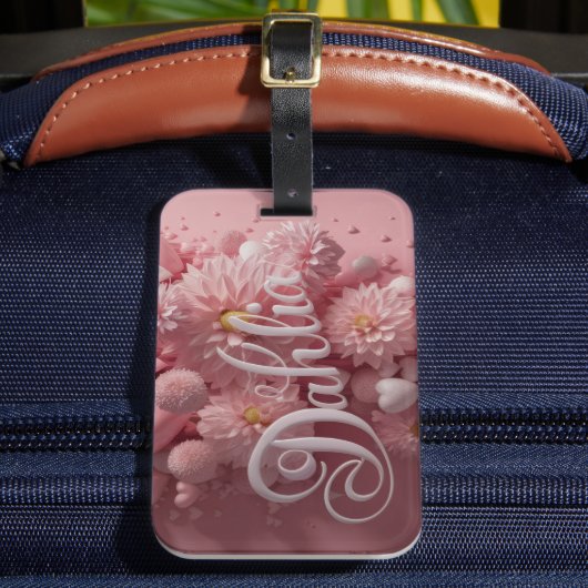 パステル ダリアの花の芸術 ハート付き ラゲッジタグ (正面インサイチュ2)