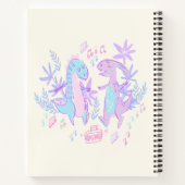 パステル ダンシング 恐竜 紫 青 カスタマイズ ノートブック (裏面)