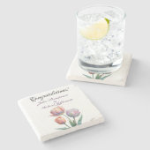 パステル チューリップ ウェディング スイート エレガント タイポグラフィ ストーンコースター (横)