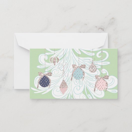 パステル ツリー & オーナメント ノート カード (正面)