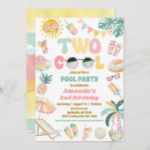 パステル ツー クール バースデー プールパーティー 招待状 (正面/裏面)