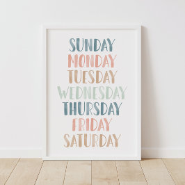 パステル デイズ オブ ザ ウィーク クラスルーム デコ ポスター