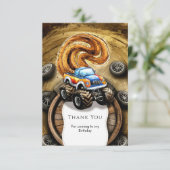 パステル トラック モンスター トラック 誕生日 サンキューカード (スタンド正面)