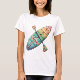 パステル トロピカル サーフボードとパドル Tシャツ