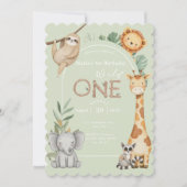 パステル トロピカル ワイルド ワン ジャングル サファリ アニマルズ 招待状 (正面)