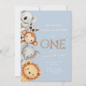 パステル トロピカル ワイルド ワン ジャングル サファリ アニマルズ 招待状 (正面)