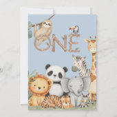 パステル トロピカル ワイルド ワン ジャングル サファリ アニマルズ 招待状 (裏面)