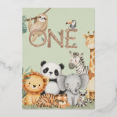 パステル トロピカル ワイルド ワン ジャングル サファリ アニマルズ 箔招待状 (裏面)
