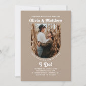 パステル・トープ・アーチ写真ミニマル結婚リスト 招待状 (正面)