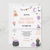 パステル ハロウィン ゴースト パーティー 誕生日 招待状 (正面)
