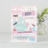 パステル ハロウィン パーティー 子供の誕生日招待状 招待状 (スタンド正面)