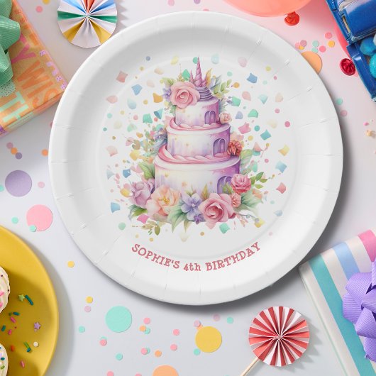 パステル バースデーケーキ 誕生日 ペーパープレート
