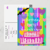 パステル バースデー カスタム ハーツ インビテーション HAMbWG Po (正面/裏面)