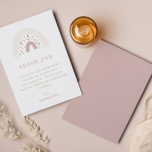 パステル パープル ピンク ボヘミアンレインボー 誕生日パーティー サンキューカード