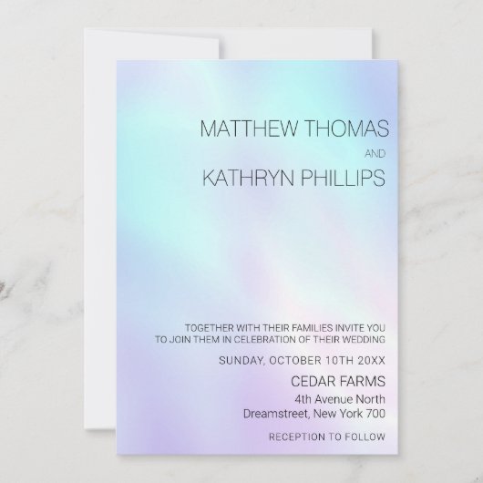 パステル パープル ブルー ウェディング インビテーション (正面)
