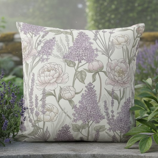 パステル ピオニー ラベンダー ライラック クッション