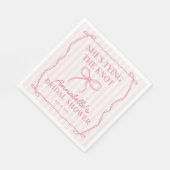 パステル ピンクのこてこてリボン ウェディング シャワー デザート スタンダードランチョンナプキン (角)