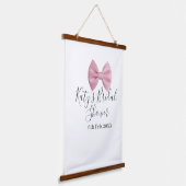 パステル ピンクの弓の結婚式前パーティー 日付 おしゃれ テンプレート 吊り下げ型タペストリー (傾斜あり)