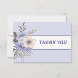 パステル ピンクの桃色の花 紫の5枚の花弁のワイルド ローズ サンキューカード