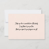 パステル ピンクの桃色の花 紫色の 5 枚の花びらの野生のバラ サンキューカード (裏面)