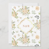 パステル ピンクの花のアナンド カラジ シーク教の結婚式 招待状 (裏面)