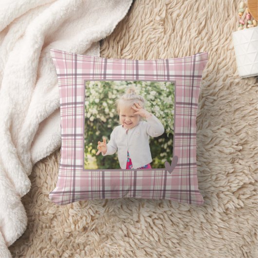 パステル、ピンクプレイド写真 クッション (ブランケット)