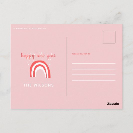パステル・ピンク・キャンディ・レインボパーソナライズされたー ポストカード (裏面)