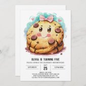 パステル ピンク スイーツ クッキー 誕生日 招待状 (正面/裏面)