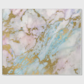 パステル ピンク ブルー ゴールド マーブル メタリック ラッピングペーパー (フラット)