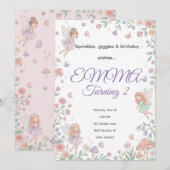 パステル フェアリー ガーデン 誕生日 ご招待状 編集可能 招待状 (正面/裏面)