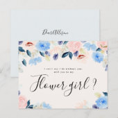 パステル フラワーのあなたは私のフラワーガール カード (正面/裏面)
