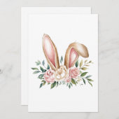パステル フラワーのイースター ウサギの耳 シーズンカード (正面/裏面)