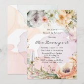 パステル フラワーズ アルコール インク ブランシュ & バブル 招待状 (正面/裏面)