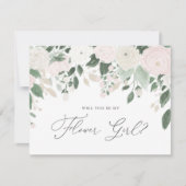 パステル フラワーズ グリッター あなたは私のフラワーガールになってくれる? 招待状 (正面)