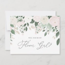 パステル フラワーズ グリッター あなたは私のフラワーガールになってくれる？ 招待状