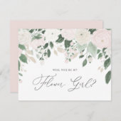 パステル フラワーズ グリッター あなたは私のフラワーガールになってくれる？ 招待状 (正面/裏面)