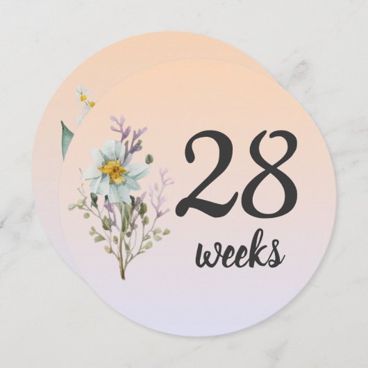 パステル フラワーズ 28-29週 妊娠マイルストーン カード (正面/裏面)