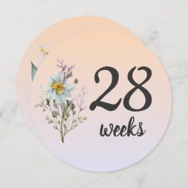 パステル フラワーズ 28-29週 妊娠マイルストーン カード