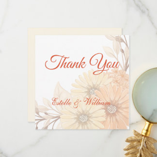 パステル フラワーデザインの結婚式招待状 サンキューカード