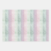 パステル フラワーピンク 緑 ラベンダー フラワーズ ラッピングペーパーシート (正面3)