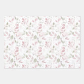 パステル フラワーピンク 緑 ラベンダー フラワーズ ラッピングペーパーシート (正面3)