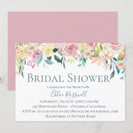 パステル フラワーブーケ ブライダルシャワー インビテーション
