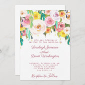 パステル フラワー ウェディング 招待状 (正面/裏面)