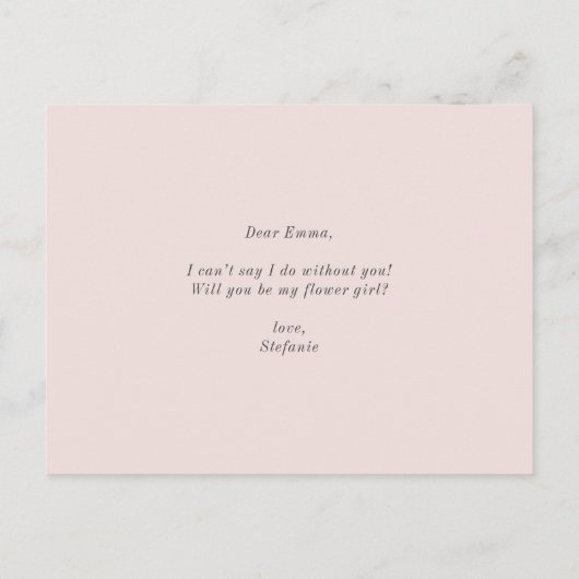 パステル フラワー グリッター あなたは私のフラワーガールになってくれる? インビテーションポストカード (裏面)