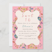 パステル フラワー スウィート16 招待状 (正面)