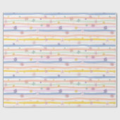 パステル フラワー ストライプ ブライダル ベイビー シャワー ガールズ ラッピングペーパー (フラット)