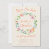 パステル フラワー リース Save the Date 招待状 (正面)