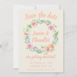 パステル フラワー リース Save the Date 招待状